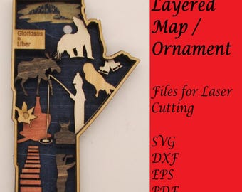 Manitoba Layered Map / Ornament Digital Files for Laser Cutting; Instant Download