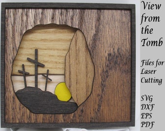 View from the Tomb Easter Layered Digital SVG Laser File, Instant Download