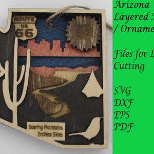 Ornement de carte en couches de l'Arizona ; Fichiers SVG numériques pour la découpe laser ; Téléchargement instantané