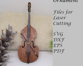 Double Bass Musical Instrument Ornament; Digital SVG Files for Laser Cutting; Instant Download