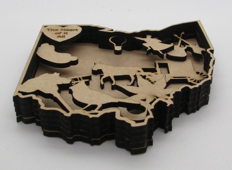 Ohio Layered Map Ohio Layered Map / Ornament; Digital SVG Files for Laser Cutting ...