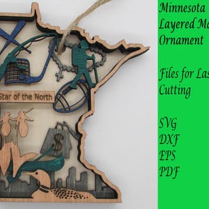 Minnesota Map / Ornament; Digitale SVG-Dateien für das Laserschneiden; Sofort Download