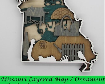 Missouri Layered Map / Ornament; Digital SVG Files for Laser Cutting; Instant Download