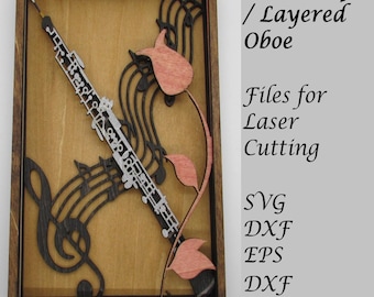 Oboe Musical Instrument Digital SVG File for Laser Cutting, Instant Download