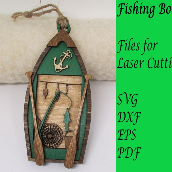 Fishing Boat Layered Files for Boat and/or Ornament; Digital SVG; Instant Download