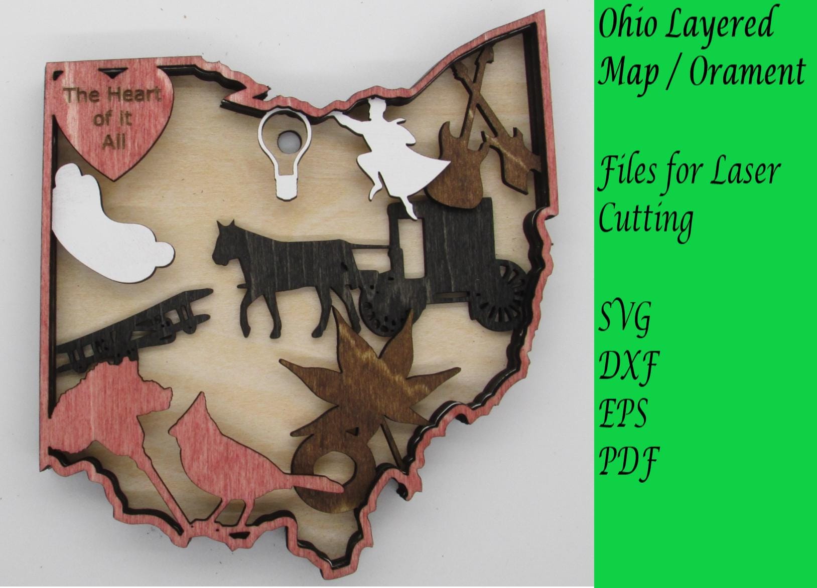 Ohio Layered Map Ohio Layered Map / Ornament; Digital SVG Files for Laser Cutting ...