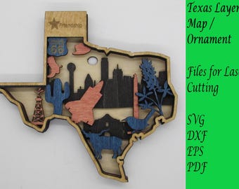 Texas Map / Ornament; Digital SVG Files for Laser Cutting; Instant Download