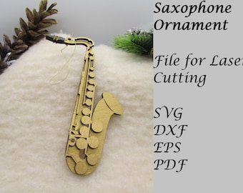 Saxophone Musical Instrument Ornament Digital SVG Laser File, Instant Download