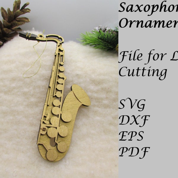 Saxophone Musical Instrument Ornament Digital SVG Laser File, Instant Download