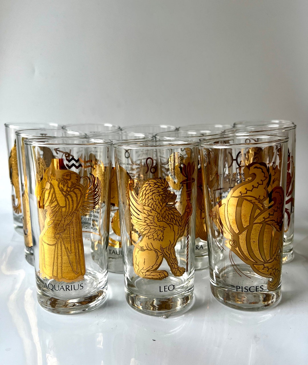 RARE Full 12 Piece Set of Anchor Hocking Zodiac High Ball Etsy