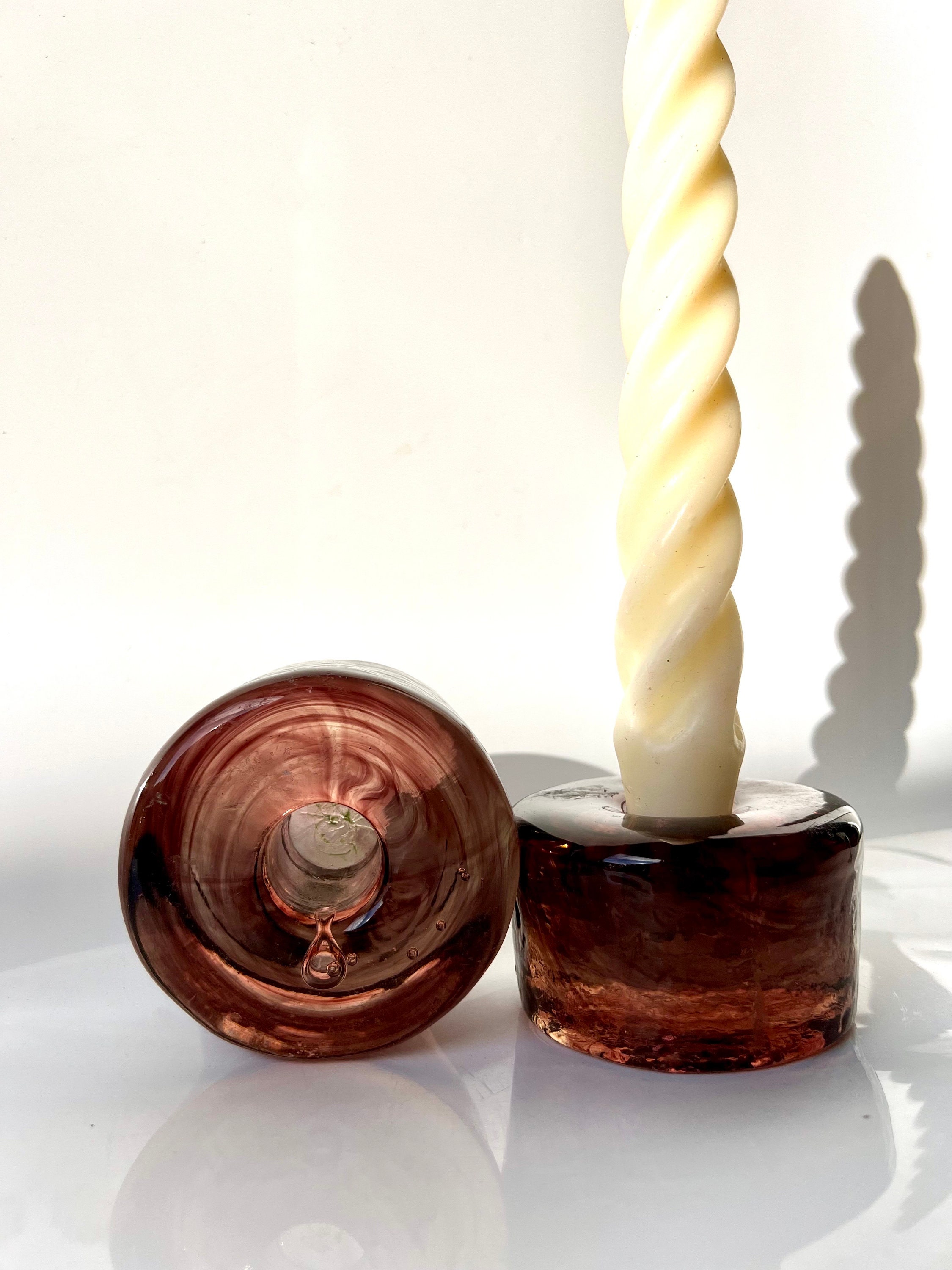 Blenko Glass Candle Holder - Etsy Blenko Glass Candle Holder - Etsy