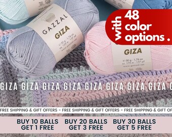 Gazzal Giza Mercerized Cotton Yarn - Perfect for Amigurumi, Summer Crochet, and Knitting | Egypt Yarn