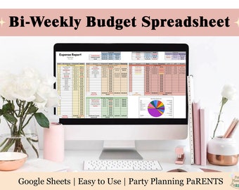 Hoja de cálculo de presupuesto quincenal, Planificador de presupuesto de Google Sheets (digital)