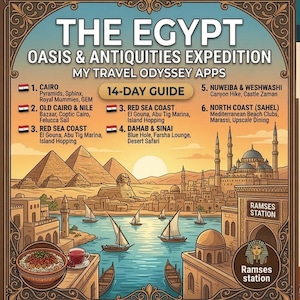 Itinerario di viaggio di 14 giorni in Egitto e pianificatore digitale (app interattiva)