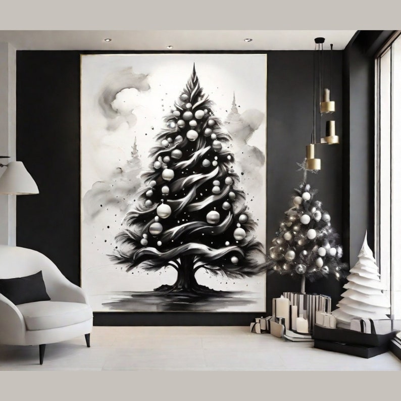 Christmas Gallery Set of 3 Square Prints Winter Star Pine Tree Branch ...