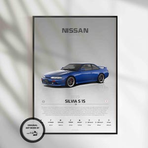 Nissan Silvia S15 1999, JDM Poster, Car Poster, Fast & Furious Poster, Super Car, Sportscar, Wall Art, Wall Decor, Wall Poster, Print Poster
