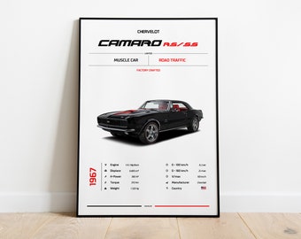 Chevrolet Camaro RS/SS 1967, Car Poster, Super Car, Sportscar, Wall Art, Wall Decor, Wall Poster, Car Poster, Digital Art, Print Poster