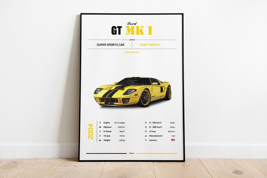 Ford GT MK 1 2004, Ford, Ford Car, Super Car, Ford GT, Car Poster ...