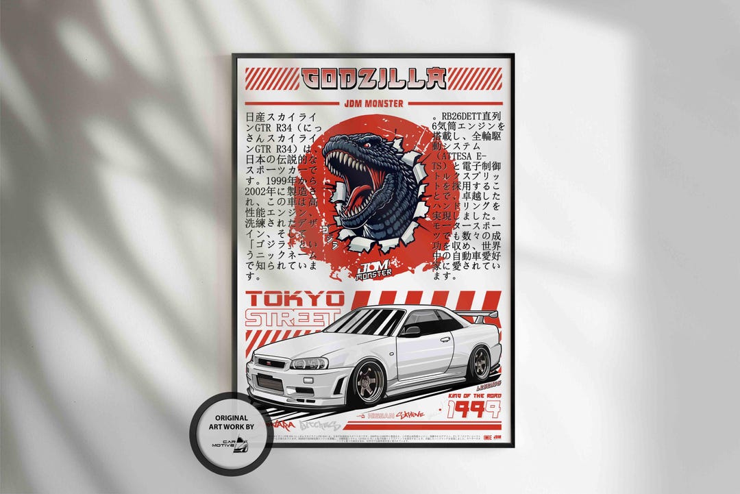 Nissan GT-R R34 1999, Godzilla, Car Poster, Fast & Furious Poster ...