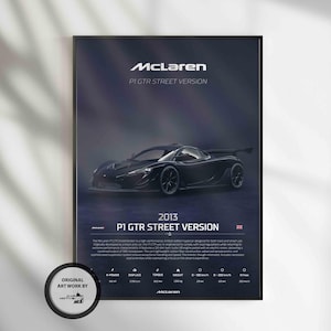 McLaren P1 2013 Street, Hypercar, Car Poster, Fast & Furious Poster, Super Car, Sportscar, Wall Art, Wall Decor, Wall Poster, Print Poster