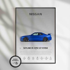 Nissan Skyline M-Spec GT-R R34, Car Poster, Fast & Furious Poster, Super Car, Sportscar, Wall Art, Wall Decor, Wall Poster, Print Poster