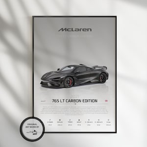 McLaren 765 LT Carbon Edition 2021, Car Poster, Fast & Furious Poster, Super Car, Sportscar, Wall Art, Wall Decor, Wall Poster, Print Poster