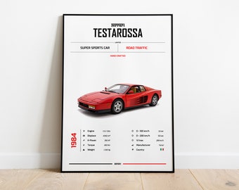 Ferrari Testarossa 1984, Ferrari Car, Car Poster, Super Car, Sportscar, Wall Art, Wall Decor, Wall Poster, Digital Art, Print Poster