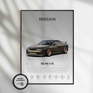 Nissan Silvia S15 1999, JDM Poster, Car Poster, Fast & Furious Poster, Super Car, Sportscar, Wall Art, Wall Decor, Wall Poster, Print Poster