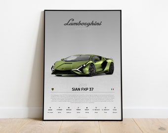 Lamborghini Sian FKP 37 2022, Lamborghini, Hypercar, Super Car, Wall Art, Wall Decor, Wall Poster, Car Poster, Digital Art, Print Poster