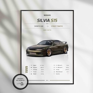 Nissan Silvia S15 1999, Nissan, Car Poster, Fast & Furious Poster, Super Car, Sportscar, Wall Art, Wall Decor, Wall Poster, Print Poster