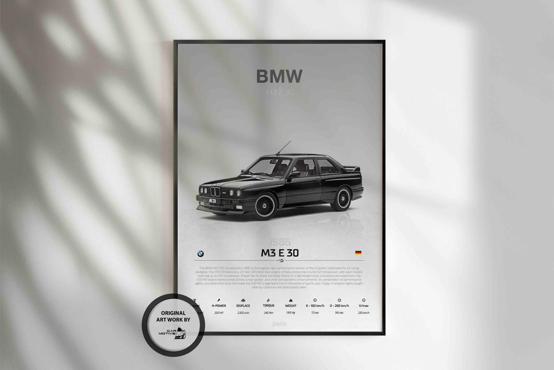 BMW M3 E30 1986, BMW Poster, Car Poster, Fast & Furious Poster, Super ...