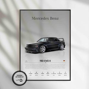 Mercedes Benz 190 EVO 2 1991, Car Poster, Fast & Furious Poster, Super Car, Sportscar, Wall Art, Wall Decor, Wall Poster, Print Poster