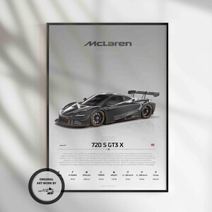 McLaren 720 S GT3 X 2020, Hypercar, Car Poster, Fast & Furious Poster, Super Car, Sportscar, Wall Art, Wall Decor, Wall Poster, Print Poster