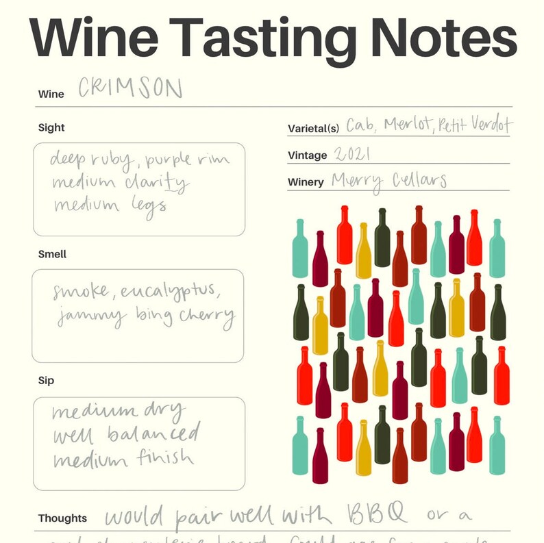 Printable Wine Tasting Notes - Etsy