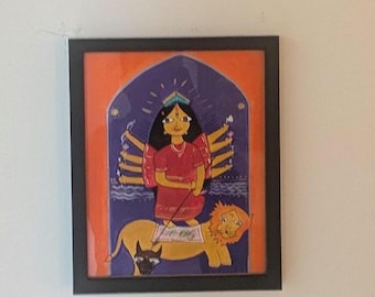 Original . Goddess Durga - Framed