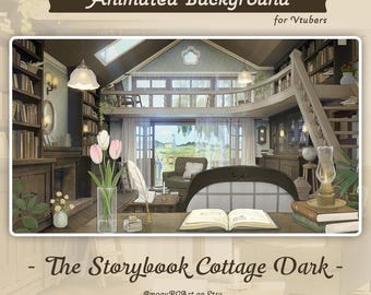 The Storybook Cottage - Dark | Animated Vtuber Background | Vtuber Assets | cozy | handmade