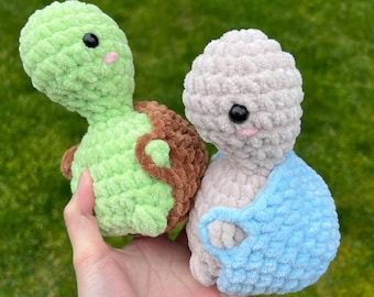 Handmade Crocheted Turtle Plushie: Detachable Shell Gag Gift
