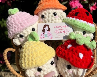 Handmade Crochet Fruit Mushroom Plushie: Super Soft Snuggly Gift
