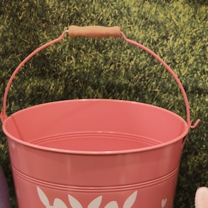 Easter Metal Bucket Personalized Easter Basket Egg Hunt Basket Easter Basket for Girls Personalized Buckets Metal Tin Basket