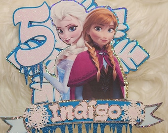 Topo de bolo Frozen para aniversário, decoração personalizada para festa Disney.