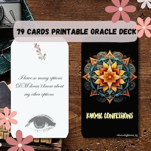 Karmic Confession oracle deck tarot deck 79 cards printable digital twin flame  divine feminine & masculine spiritual guidance