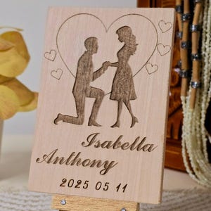 Gepersonaliseerde lasergegraveerd voorstel herinnering houten kaart, speciaal cadeau voor stel, cadeaus voor hem en haar, aanpasbaar cadeau, Valentijnsdag