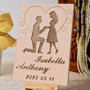 Gepersonaliseerde lasergegraveerd voorstel herinnering houten kaart, speciaal cadeau voor stel, cadeaus voor hem en haar, aanpasbaar cadeau, Valentijnsdag