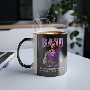 DND Bard Color-Changing Mug | Dungeon Master Gift | Geeky Role Playing Coffee Cup 11oz