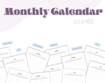 2024 12-Month Calendar | Printable