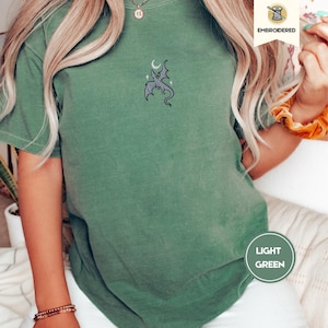 Embroidered Moon and Dragon Fantasy Book Shirt, Bookish Witchy Vibes