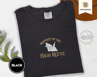 Manacled Shirt, Property of the High Reeve, Paper Crane Embroidered Comfort Colors Shirt, Manacled Fanfic Merch, Wizard Dramione, Runes