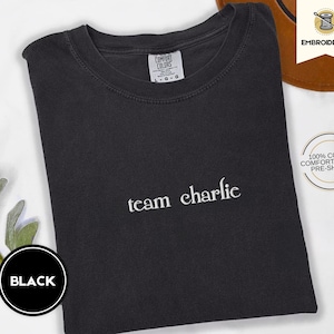 Team Charlie Embroidered Comfort Colors® T-Shirt, Funny Twilight Merch, Charlie Swan Stan Shirt, Bookish Vampire Dad Tee