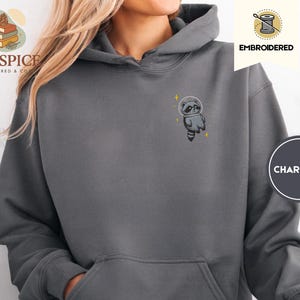 Space Raccoon Hoodie, Chaotic Cute Embroidered Gift, Gildan 18500