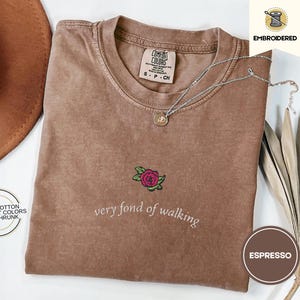 Embroidered pride and prejudice i'm very fond of walking quote, mr darcy elizabeth bennet jane austen tshirt gift for book lovers